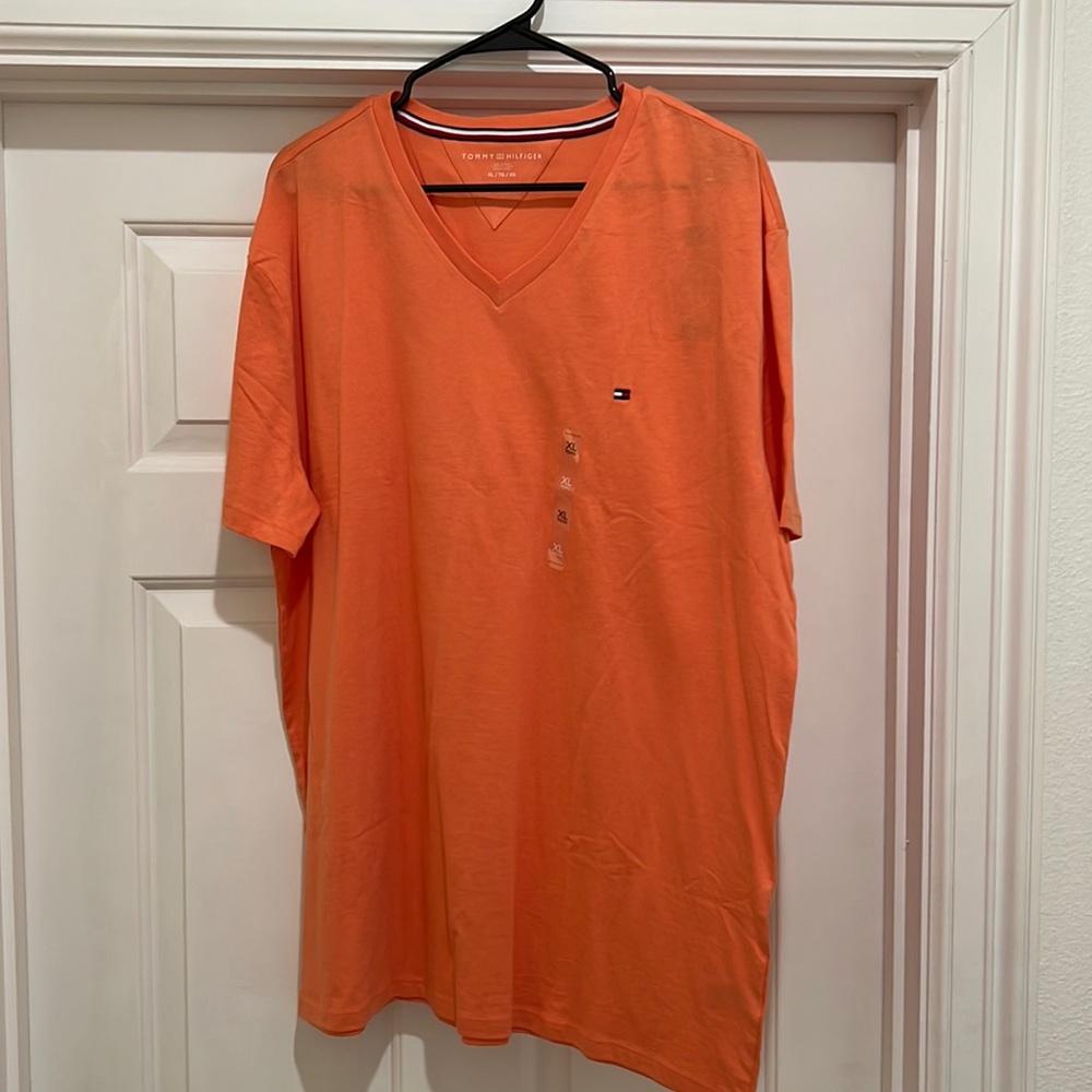 Tommy Hilfiger XL (NWT) Orange V -Neck